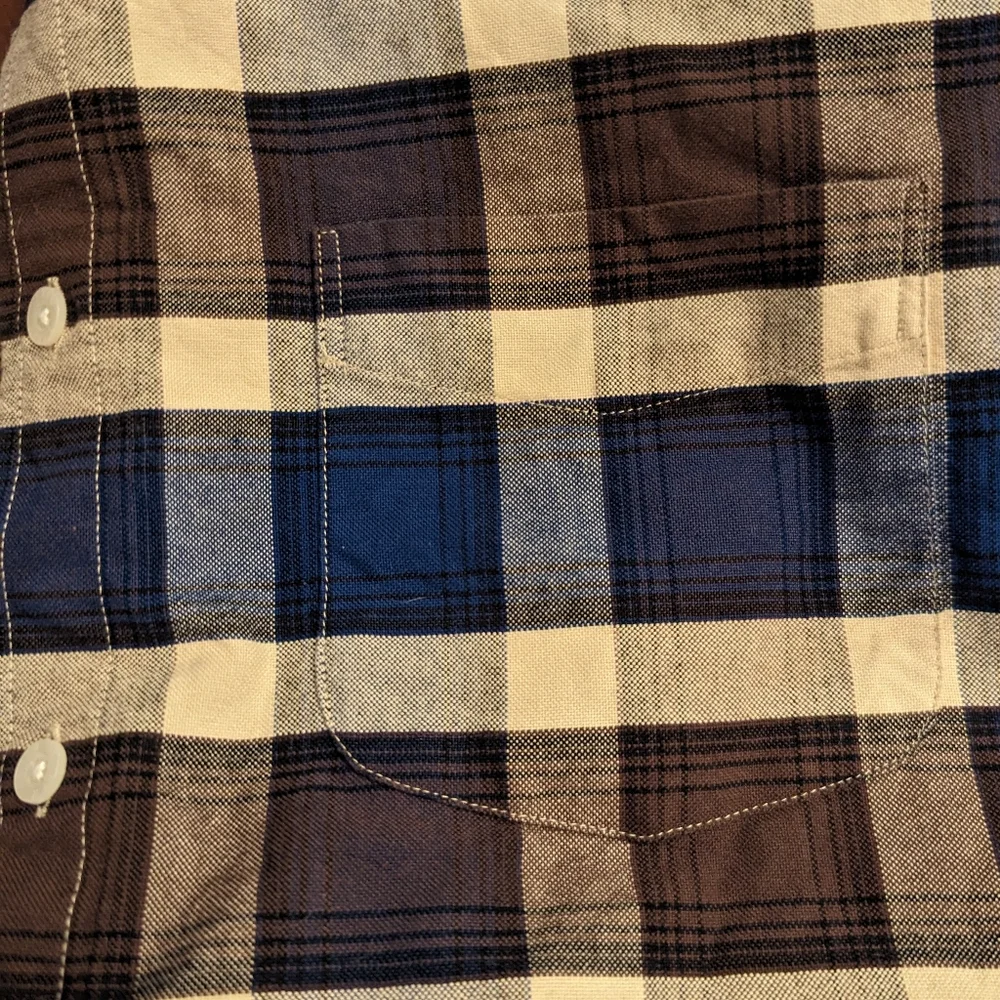 J Crew Oxford slim cut long sleeve plaid flannel shirt, size medium